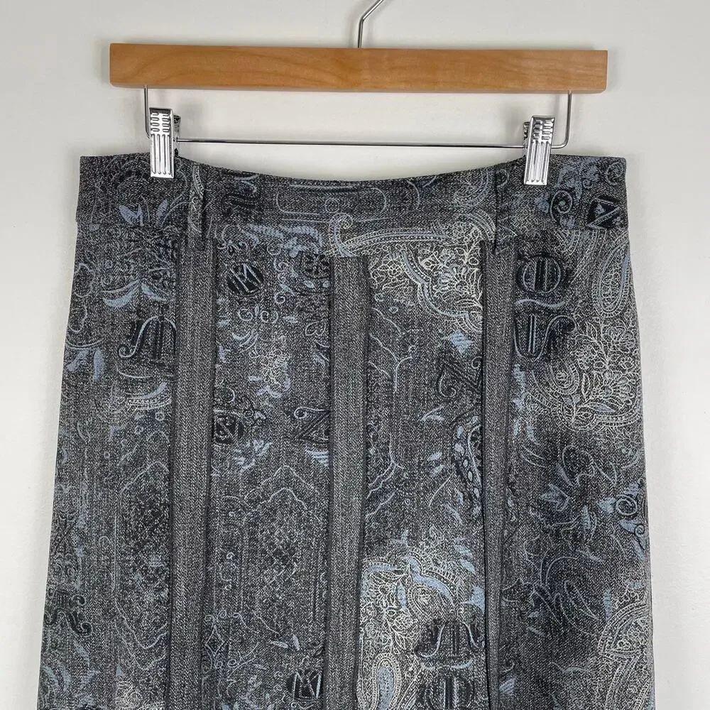 y2k VTG Simply French Skirt Size 6 Gray Blue Paisley Fairy Grunge Whimsigoth